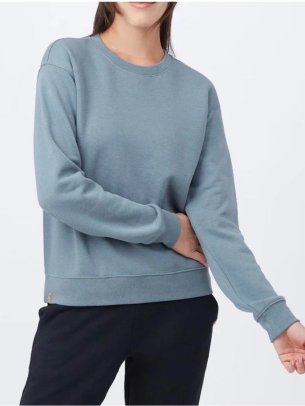 tentree Organic Cotton and Tencel TreeFleece Easy Fit Sweatshirt sz L Sky Blue